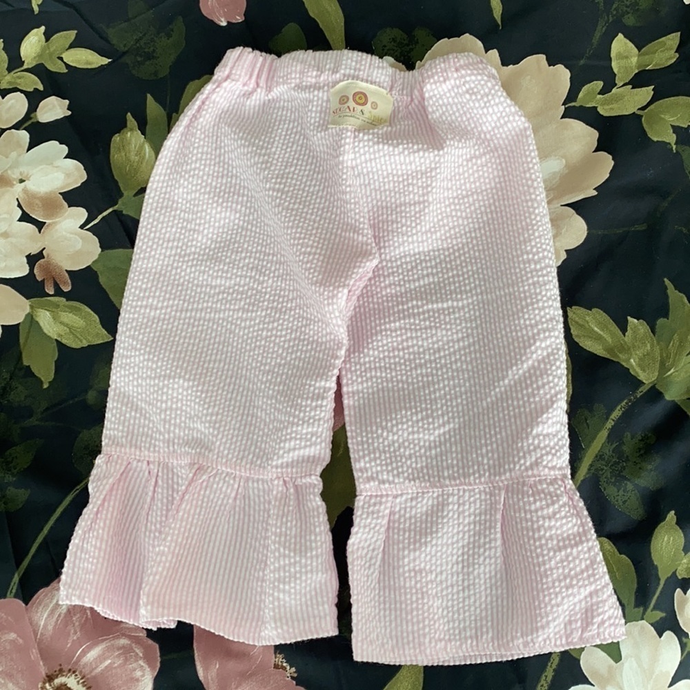 Seersucker Two Piece Ruffle Set - Picture 2 of 3